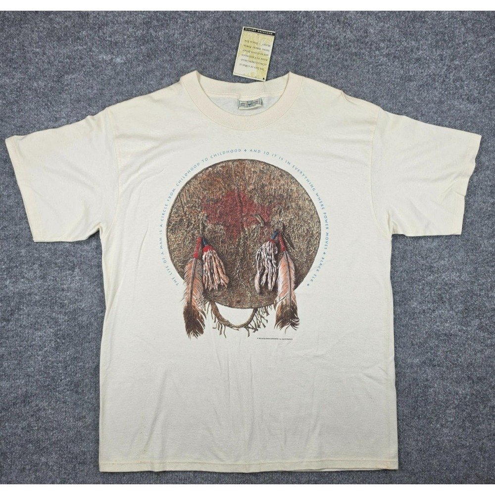 Vintage 1994 Native American Graphic T-Shirt XL United Design Soft Goods Tee NWT
